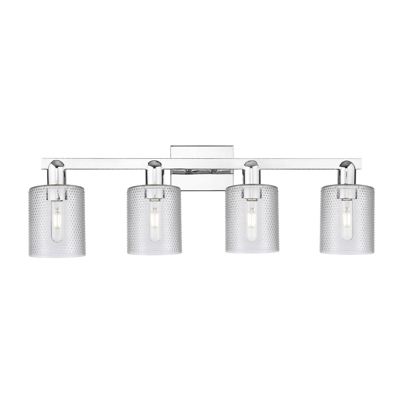 Innovations Cobbleskill 32in 4-Light Bath Vanity Light | Industrial Polished Chrome and Clear Glass | Bathroom Vanity & Powder Room | Model 716-4W-PC-G112