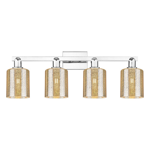 Innovations Cobbleskill 32in 4-Light Bath Vanity Light | Industrial Polished Chrome and Mercury Glass | Bathroom Vanity | Model 716-4W-PC-G116