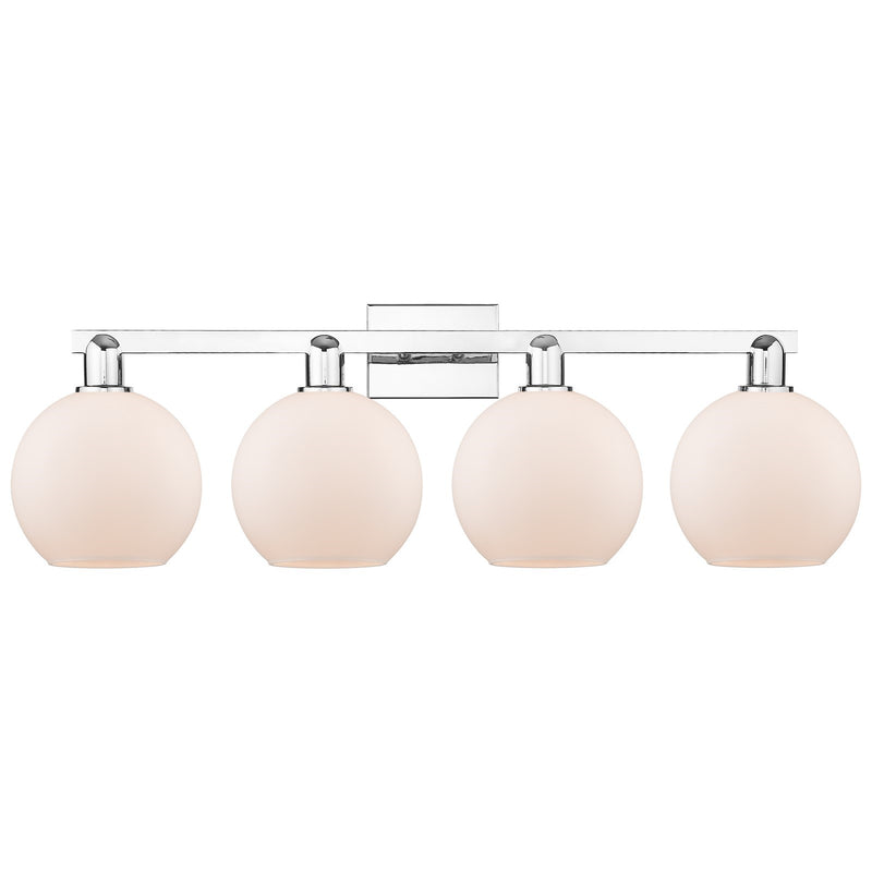 Innovations Athens 35in 4-Light Bath Vanity Light | Industrial Modern Polished Chrome and Matte White Glass | Bathroom Vanity & | Model 716-4W-PC-G121-8