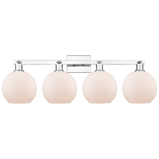 Innovations Athens 35in 4-Light Bath Vanity Light | Industrial Modern Polished Chrome and Matte White Glass | Bathroom Vanity & | Model 716-4W-PC-G121-8