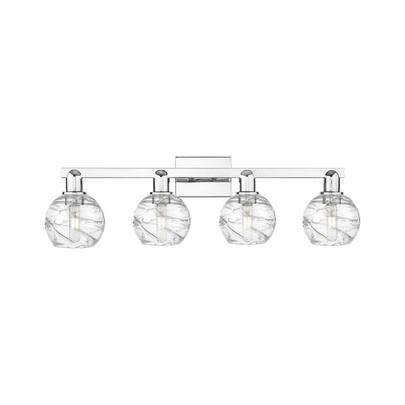 Innovations Athens Deco Swirl 36in 4-Light Bath Vanity Light | Industrial Polished Chrome Steel and Clear Glass | Bathroom | Model 716-4W-PC-G1213-6CL