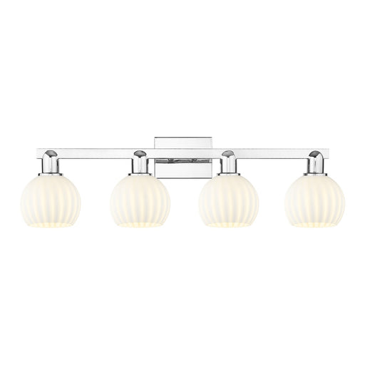 Innovations Lighting White Venetian 33in 4-Light Bath Vanity Light | Industrial Polished Chrome and White Venetian Glass | Model 716-4W-PC-G1217-6WV