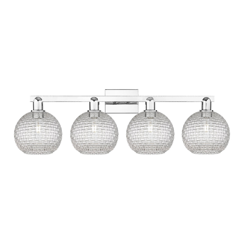 Innovations Athens 35in 4-Light Bath Vanity | Industrial Modern Polished Chrome and Clear Basket Weave Glass | Bathroom Vanity | Model 716-4W-PC-G122C-8CL
