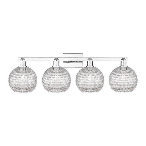 Innovations Athens 35in 4-Light Bath Vanity | Industrial Modern Polished Chrome and Clear Basket Weave Glass | Bathroom Vanity | Model 716-4W-PC-G122C-8CL