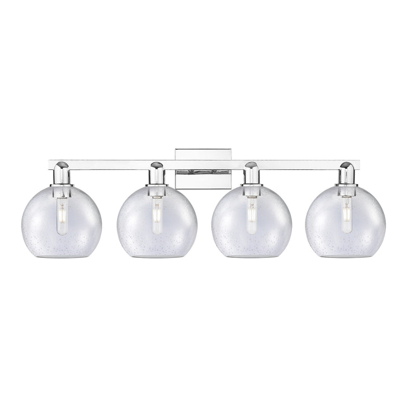 Innovations Athens 35in 4-Light Bath Vanity Light | Industrial Polished Chrome Steel and Seedy Glass | Bathroom Vanity | Model 716-4W-PC-G124-8