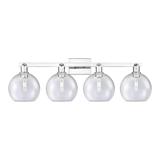 Innovations Athens 35in 4-Light Bath Vanity Light | Industrial Polished Chrome Steel and Seedy Glass | Bathroom Vanity | Model 716-4W-PC-G124-8