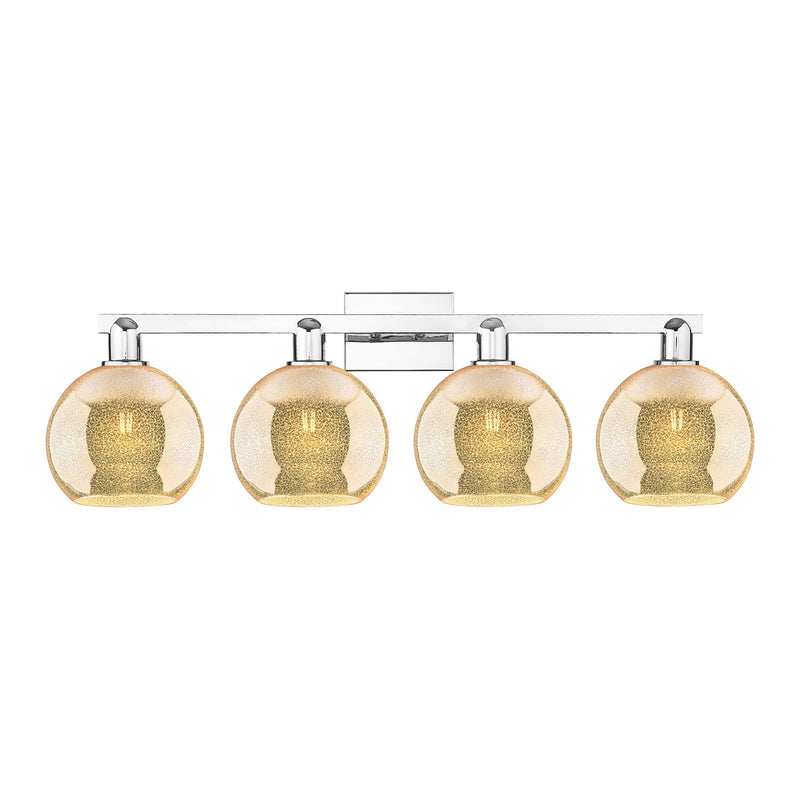 Innovations Athens 35in 4-Light Bath Vanity Light | Industrial Polished Chrome and Mercury Glass | Bathroom Vanity & Powder Room | Model 716-4W-PC-G128-8