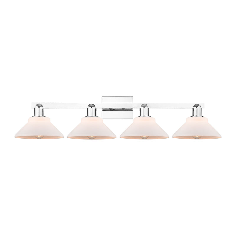 Innovations Orwell 35in 4-Light Bath Vanity Light | Industrial Polished Chrome and Matte White Glass | Bathroom Vanity | Model 716-4W-PC-G131
