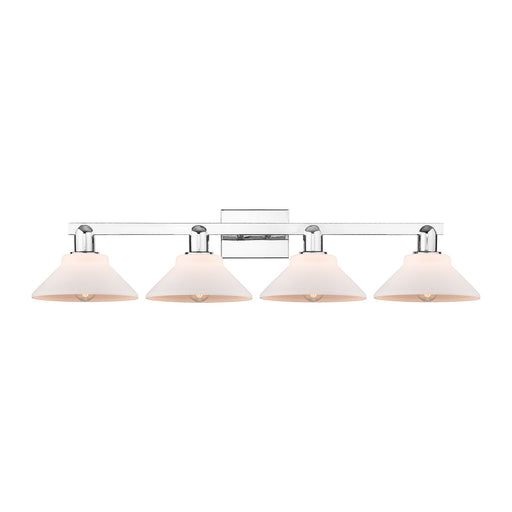 Innovations Orwell 35in 4-Light Bath Vanity Light | Industrial Polished Chrome and Matte White Glass | Bathroom Vanity | Model 716-4W-PC-G131
