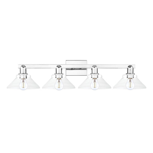 Innovations Orwell 35in 4-Light Bath Vanity Light | Industrial Polished Chrome and Clear Cone Glass | Bathroom Vanity & Powder Room | Model 716-4W-PC-G132