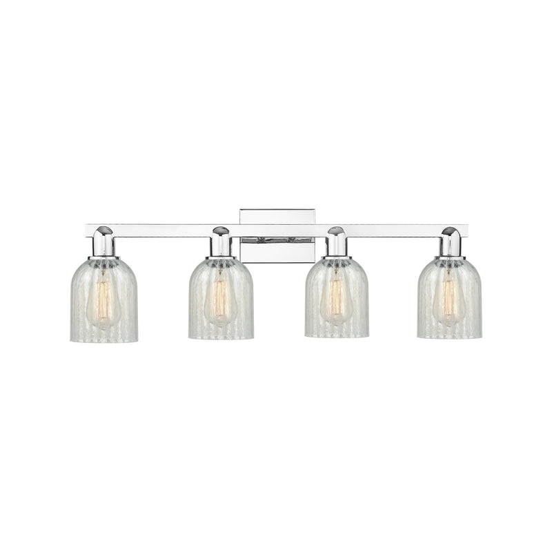 Innovations Caledonia 32in 4-Light Bath Vanity Light | Industrial Polished Chrome and Mouchette Glass | Bathroom Vanity | Model 716-4W-PC-G2511