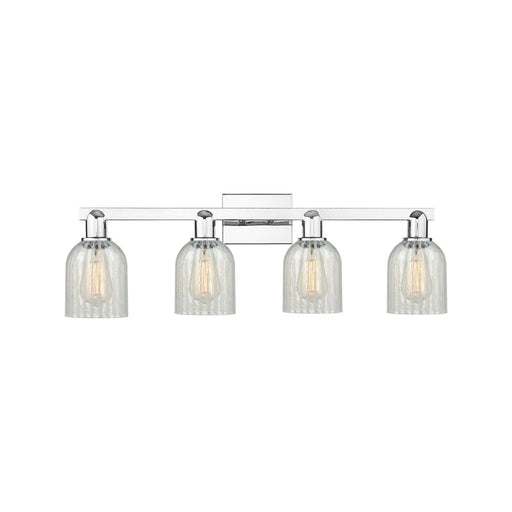 Innovations Caledonia 32in 4-Light Bath Vanity Light | Industrial Polished Chrome and Mouchette Glass | Bathroom Vanity | Model 716-4W-PC-G2511