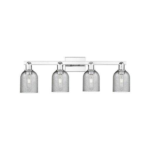 Innovations Caledonia 32in 4-Light Bath Vanity Light | Industrial Polished Chrome and Charcoal Glass | Bathroom Vanity & Powder | Model 716-4W-PC-G257