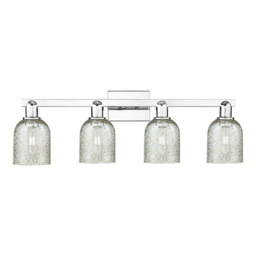 Innovations Caledonia 32in 4-Light Bath Vanity Light | Industrial Modern Contempo Polished Chrome and Mica Glass | Bathroom Vanity | Model 716-4W-PC-G259
