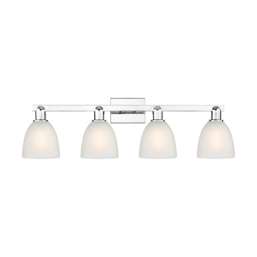 Innovations Castile 33in 4-Light Bath Vanity Light | Industrial Polished Chrome and White Glass | Bathroom Vanity | Model 716-4W-PC-G381
