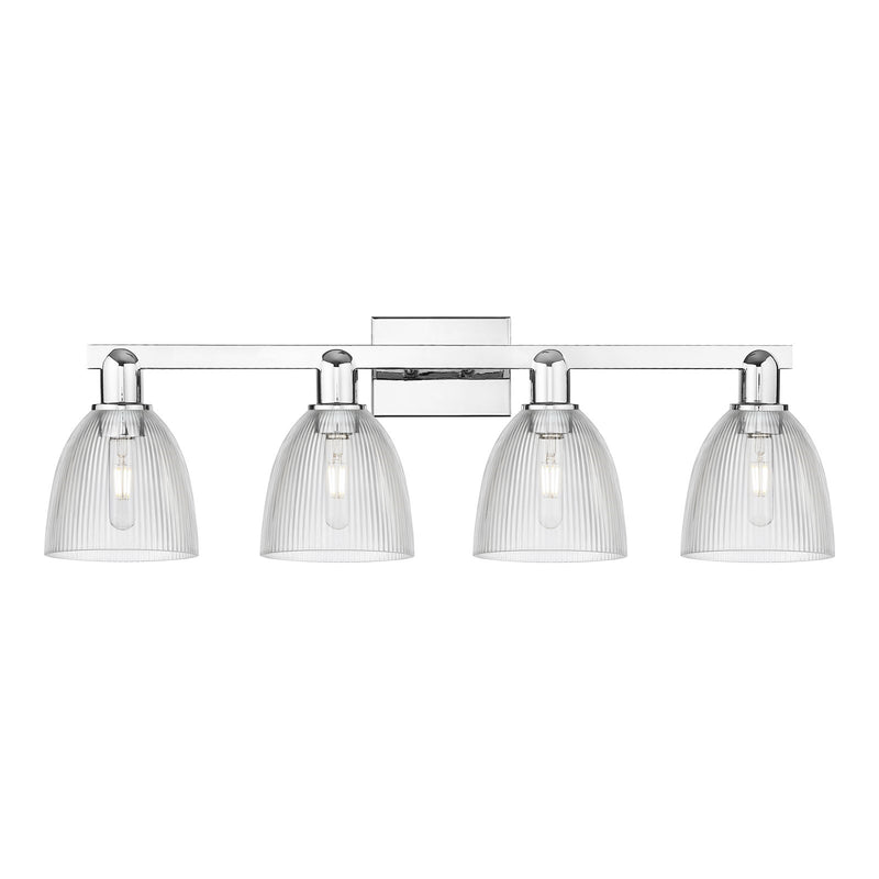 Innovations Castile 33in 4-Light Bath Vanity Light | Industrial Polished Chrome and Clear Glass | Bathroom Vanity | Model 716-4W-PC-G382