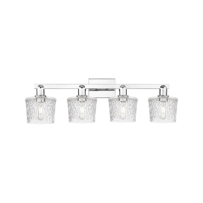 Innovations Niagara 34in 4-Light Bath Vanity Light | Industrial Modern Polished Chrome and Clear Glass | Bathroom Vanity | Model 716-4W-PC-G402