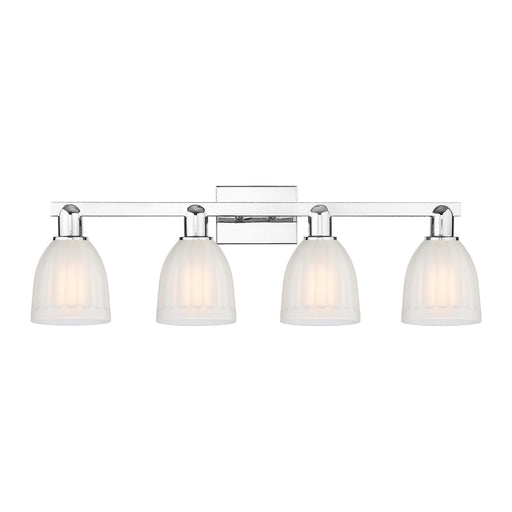 Innovations Brookfield 33in 4-Light Bath Vanity Light | Industrial Polished Chrome and White Ribbed Glass | Bathroom Vanity | Model 716-4W-PC-G441