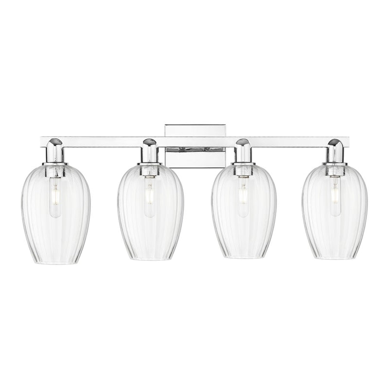 Innovations Preston 4Lt 36" Flute Bath Light, Chrome/Clear - 716-4W-PC-G457-6CL