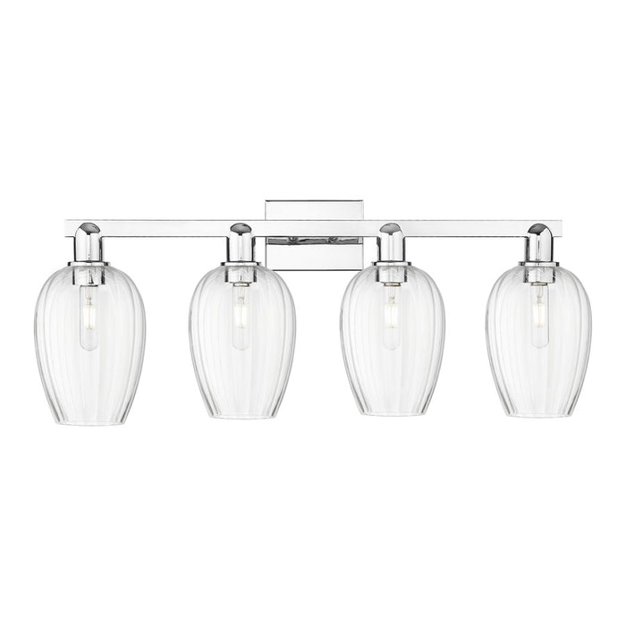 Innovations Preston 4Lt 36" Flute Bath Light, Chrome/Clear - 716-4W-PC-G457-6CL