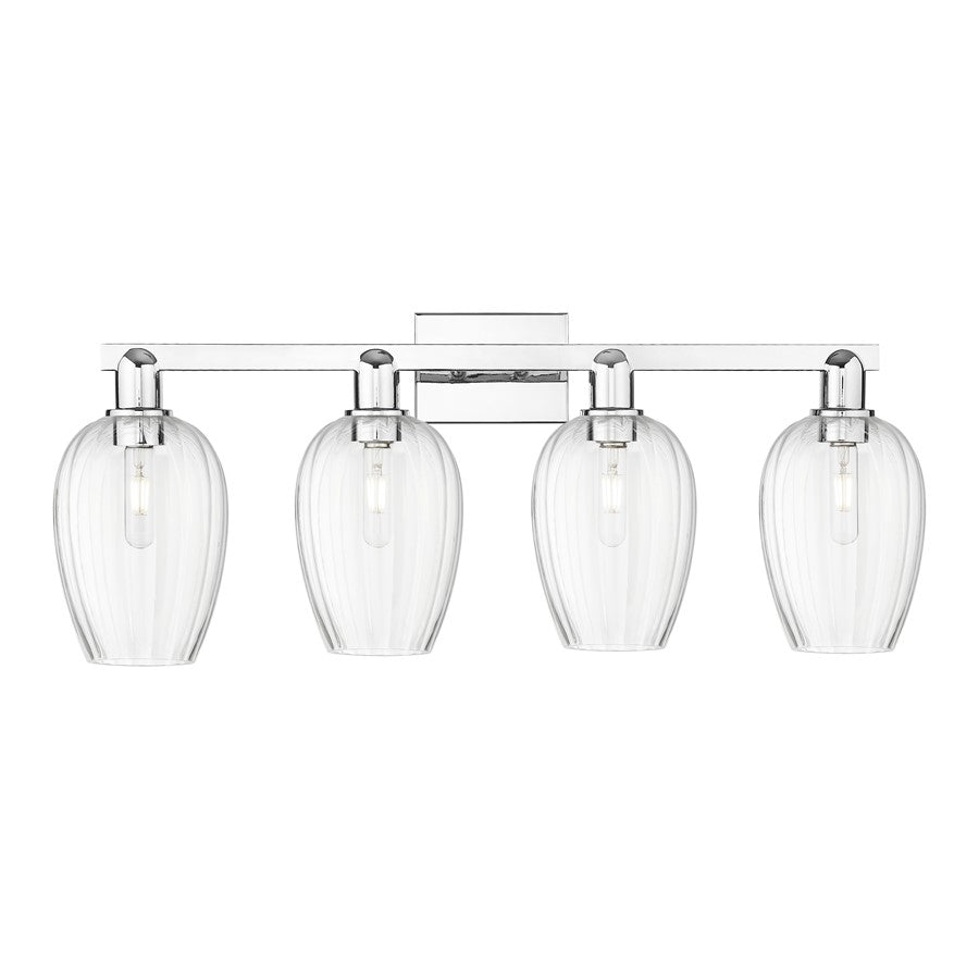 Innovations Preston 4Lt 36" Flute Bath Light, Chrome/Clear - 716-4W-PC-G457-6CL