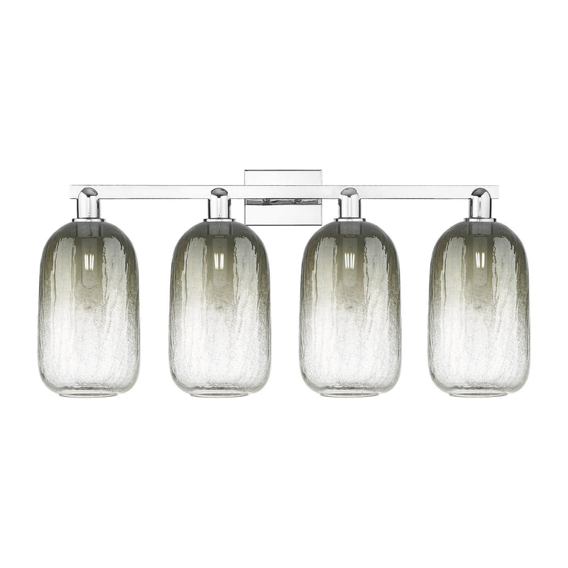 Innovations Brookhaven Cloche 34in 4-Light Bath Vanity Light | Industrial Polished Chrome Steel and Slate Glass | Bathroom | Model 716-4W-PC-G482-7SL