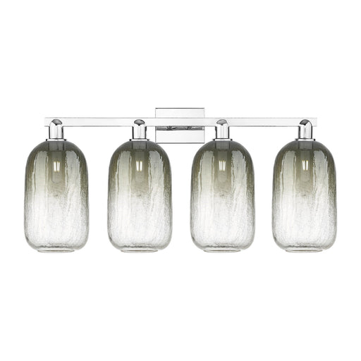 Innovations Brookhaven Cloche 34in 4-Light Bath Vanity Light | Industrial Polished Chrome Steel and Slate Glass | Bathroom | Model 716-4W-PC-G482-7SL
