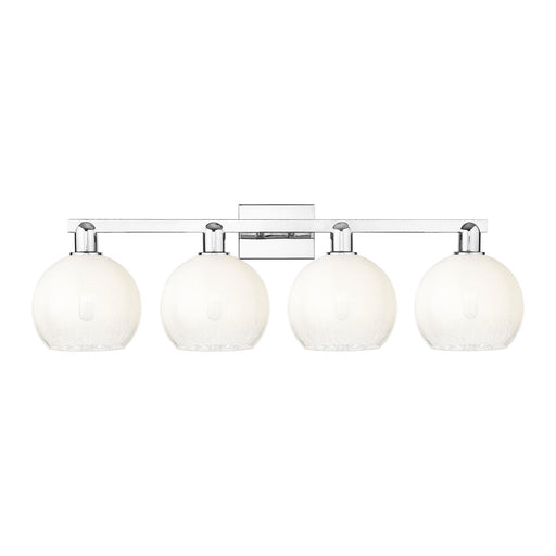 Innovations Brookhaven Globe 35in 4-Light Bath Vanity Light | Industrial Polished Chrome Steel and Opal Glass | Bathroom Vanity | Model 716-4W-PC-G483-8OP