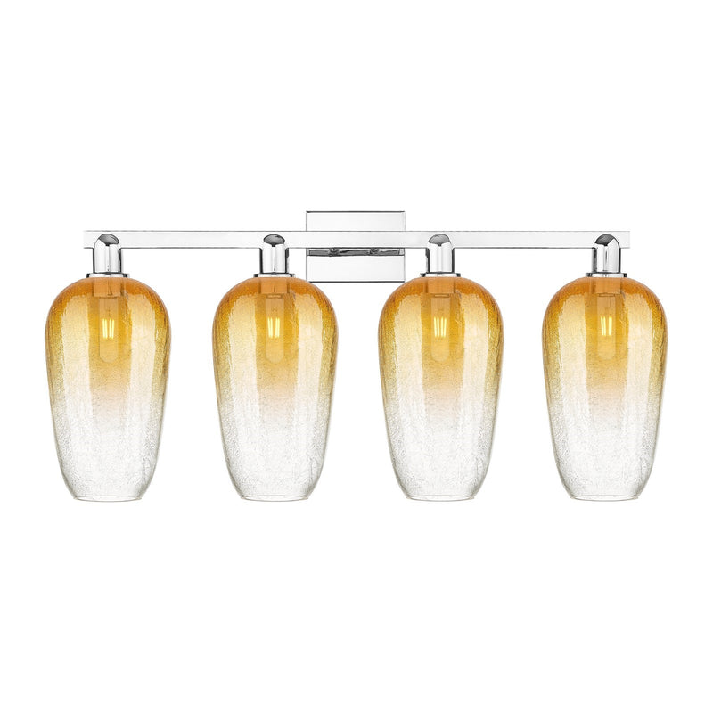 Innovations Brookhaven Flute 34in 4-Light Bath Vanity | Industrial Polished Chrome and Amber Glass | Bathroom Vanity | Model 716-4W-PC-G484-7AM