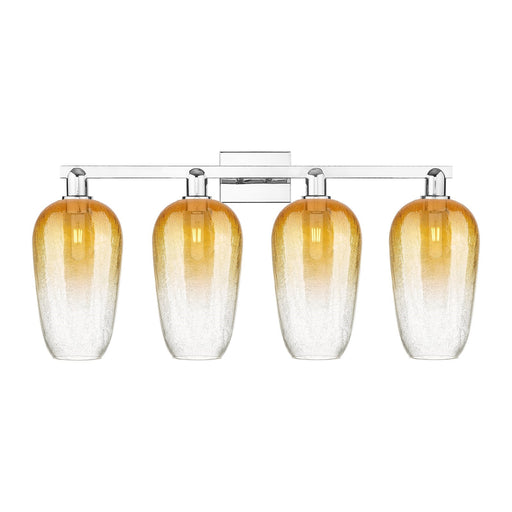 Innovations Brookhaven Flute 34in 4-Light Bath Vanity | Industrial Polished Chrome and Amber Glass | Bathroom Vanity | Model 716-4W-PC-G484-7AM
