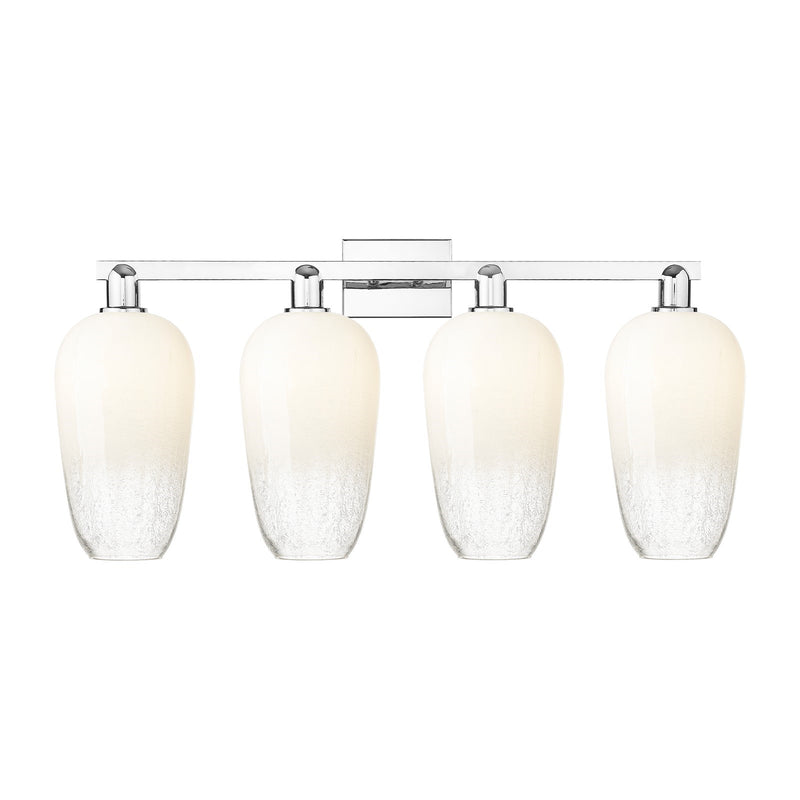Innovations Brookhaven Flute 34in 4-Light Bath Vanity | Industrial Modern Polished Chrome and Opal Glass | Bathroom Vanity | Model 716-4W-PC-G484-7OP