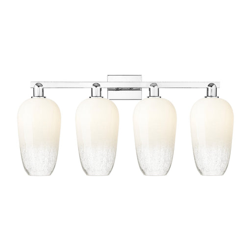 Innovations Brookhaven Flute 34in 4-Light Bath Vanity | Industrial Modern Polished Chrome and Opal Glass | Bathroom Vanity | Model 716-4W-PC-G484-7OP