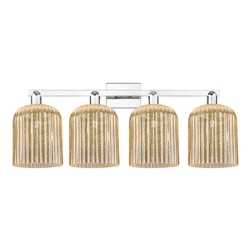 Innovations Bridal Veil 35in 4-Light Bath Vanity Light | Industrial Polished Chrome Steel and Mercury Ribbed Glass | Bathroom | Model 716-4W-PC-G559-8ME