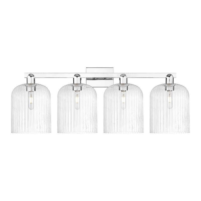 Innovations Bridal Veil 35in 4-Light Bath Vanity Light | Industrial Polished Chrome Steel and Seedy Ribbed Glass | Bathroom | Model 716-4W-PC-G559-8SDY
