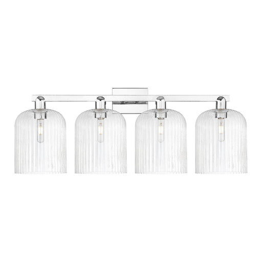 Innovations Bridal Veil 35in 4-Light Bath Vanity Light | Industrial Polished Chrome Steel and Seedy Ribbed Glass | Bathroom | Model 716-4W-PC-G559-8SDY