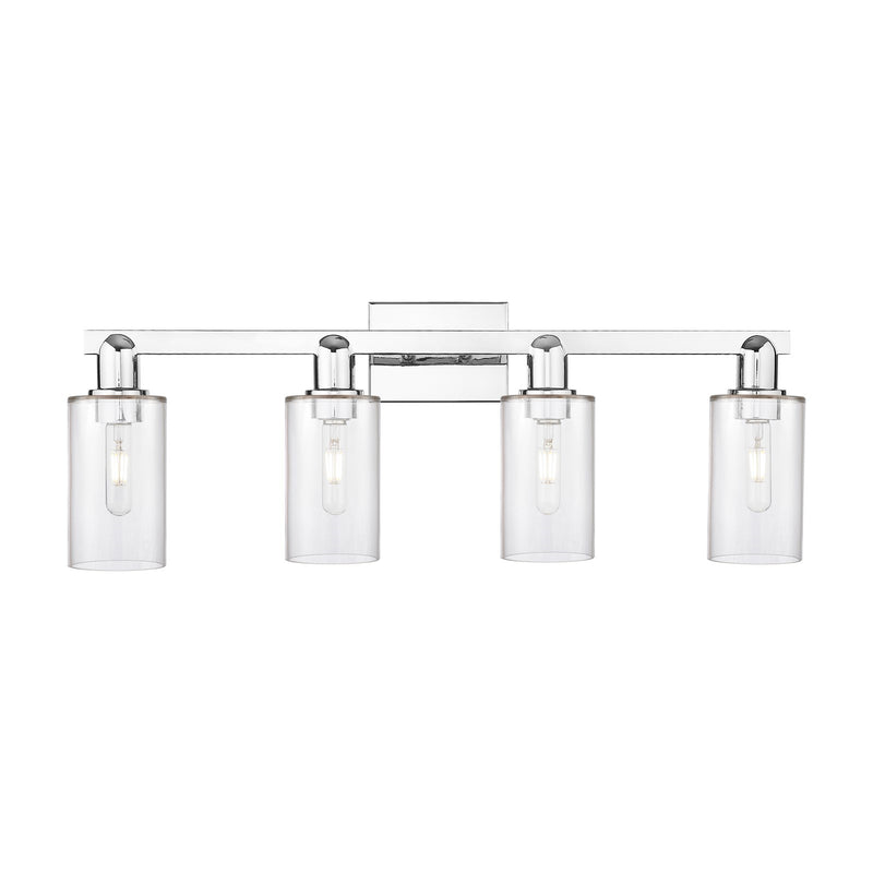 Innovations Clymer 31in 4-Light Bath Vanity Light | Industrial Polished Chrome and Clear Glass | Bathroom Vanity & Powder Room | Model 716-4W-PC-G802