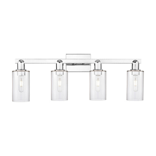 Innovations Clymer 31in 4-Light Bath Vanity Light | Industrial Polished Chrome and Clear Glass | Bathroom Vanity & Powder Room | Model 716-4W-PC-G802