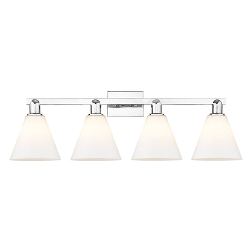Innovations Berkshire Glass 35in 4-Light Bath Vanity Light | Industrial Polished Chrome and Matte White Glass | Bathroom Vanity | Model 716-4W-PC-GBC-81