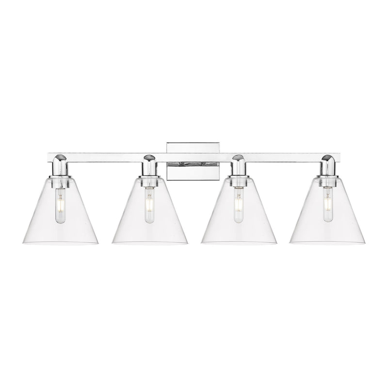 Innovations Berkshire Glass 35in 4-Light Bath Vanity | Industrial Transitional Polished Chrome and Clear Glass | Bathroom Vanity | Model 716-4W-PC-GBC-82