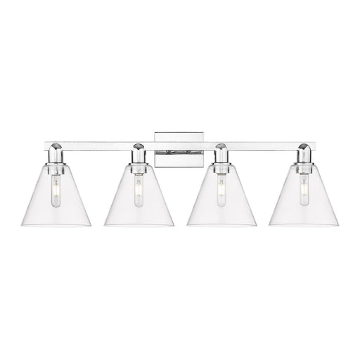 Innovations Berkshire Glass 35in 4-Light Bath Vanity | Industrial Transitional Polished Chrome and Clear Glass | Bathroom Vanity | Model 716-4W-PC-GBC-82