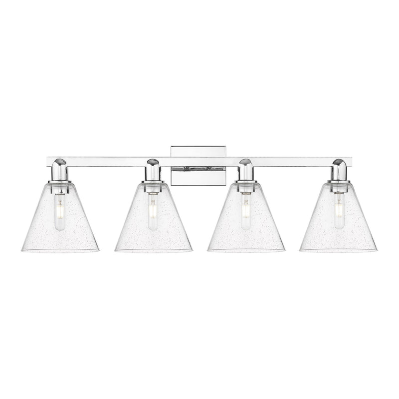 Innovations Berkshire Glass 35in 4-Light Bath Vanity Light | Industrial Polished Chrome and Seedy Glass | Bathroom Vanity | Model 716-4W-PC-GBC-84