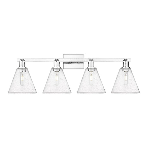 Innovations Berkshire Glass 35in 4-Light Bath Vanity Light | Industrial Polished Chrome and Seedy Glass | Bathroom Vanity | Model 716-4W-PC-GBC-84