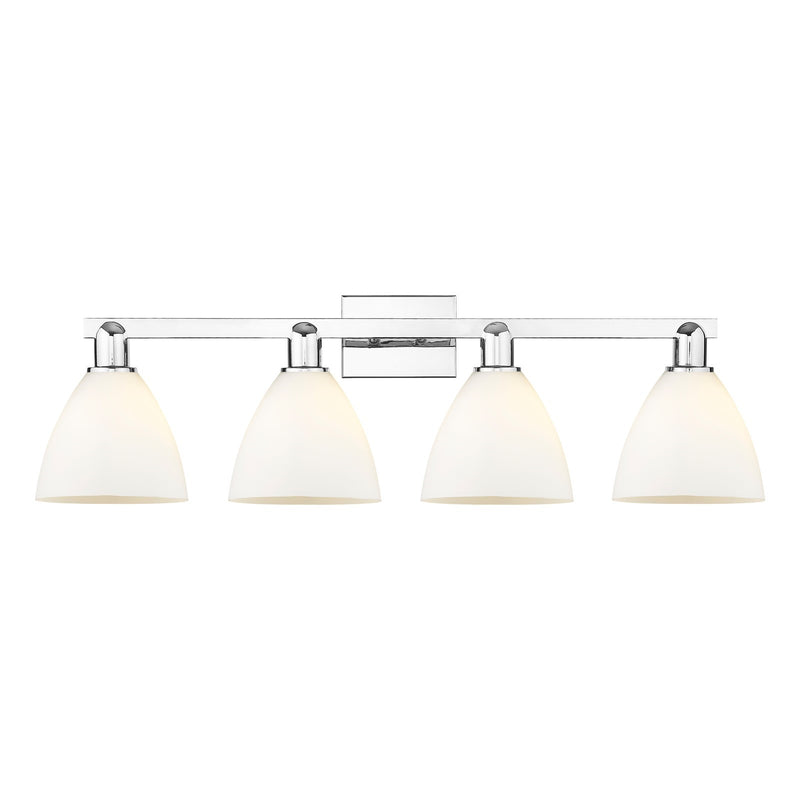 Innovations Bristol 34.5in 4-Light Bath Vanity | Industrial Polished Chrome and Matte White Glass | Bathroom Vanity & Powder | Model 716-4W-PC-GBD-751