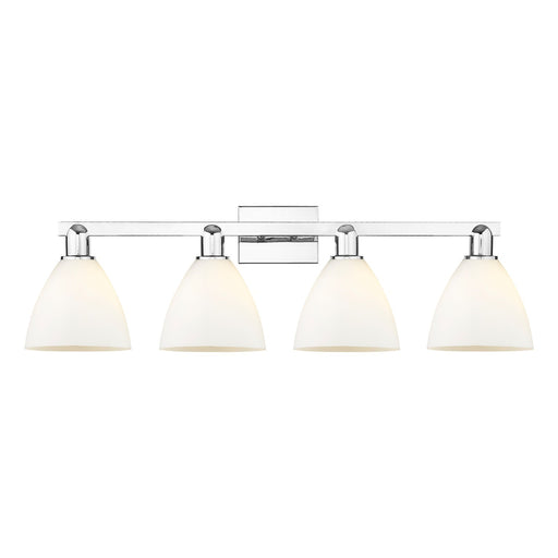 Innovations Bristol 34.5in 4-Light Bath Vanity | Industrial Polished Chrome and Matte White Glass | Bathroom Vanity & Powder | Model 716-4W-PC-GBD-751