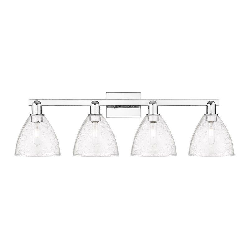 Innovations Bristol 34.5in 4-Light Bath Vanity | Industrial Polished Chrome Steel and Seedy Glass | Bathroom Vanity | Model 716-4W-PC-GBD-754