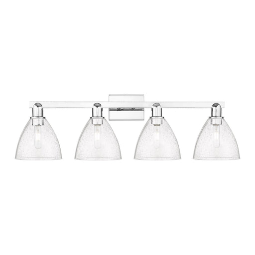 Innovations Bristol 34.5in 4-Light Bath Vanity | Industrial Polished Chrome Steel and Seedy Glass | Bathroom Vanity | Model 716-4W-PC-GBD-754