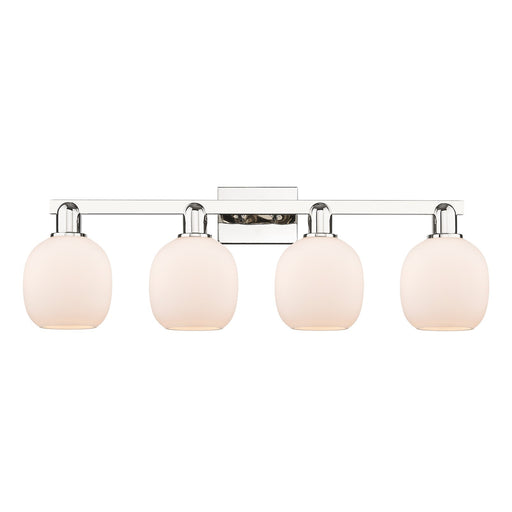 Innovations Belfast 33in 4-Light Bath Vanity Light | Industrial Polished Nickel and Matte White Glass | Bathroom Vanity & Powder | Model 716-4W-PN-G101