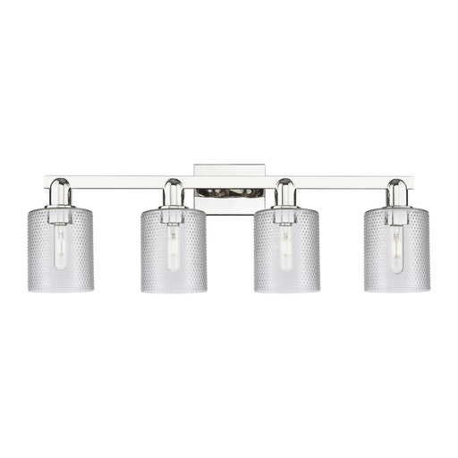 Innovations Cobbleskill 32in 4-Light Bath Vanity | Industrial Transitional Polished Nickel Steel and Clear Glass | Bathroom Vanity | Model 716-4W-PN-G112
