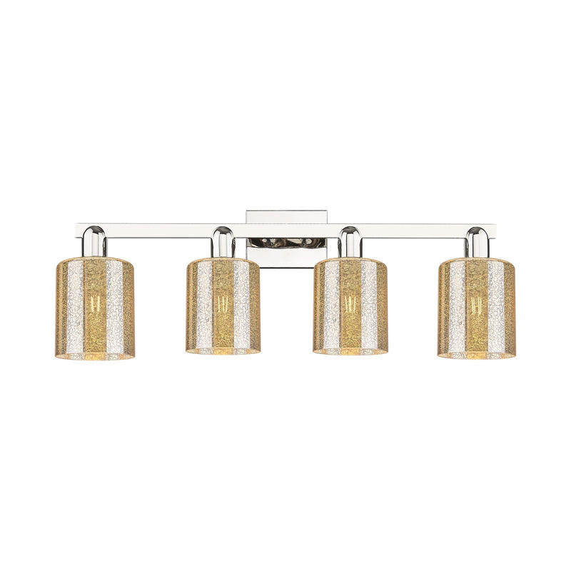 Innovations Cobbleskill 32in 4-Light Bath Vanity Light | Industrial Polished Nickel and Mercury Glass | Bathroom Vanity & Powder | Model 716-4W-PN-G116