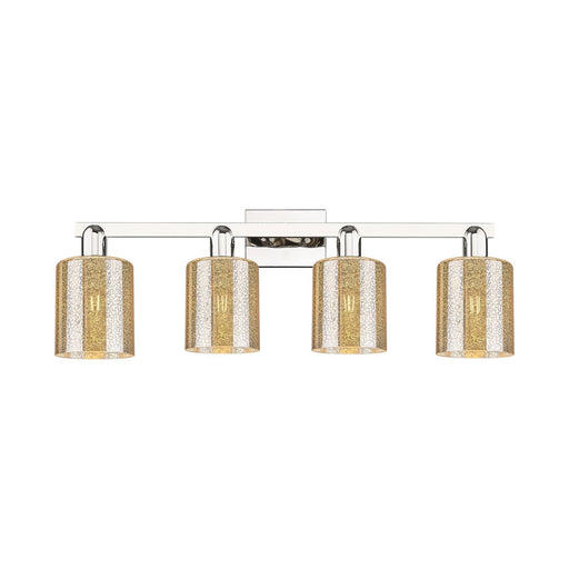 Innovations Cobbleskill 32in 4-Light Bath Vanity Light | Industrial Polished Nickel and Mercury Glass | Bathroom Vanity & Powder | Model 716-4W-PN-G116
